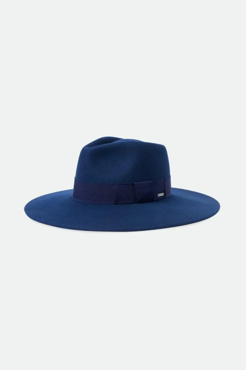 washed navy felt hat by joanna