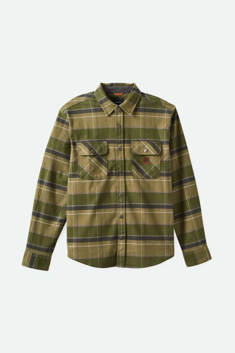 water resistant stretch flannel shirt dill olive washed black