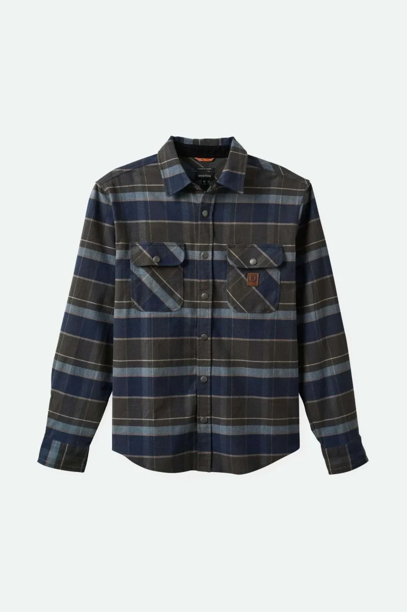 water resistant stretch flannel shirt washed navy black coronet blue