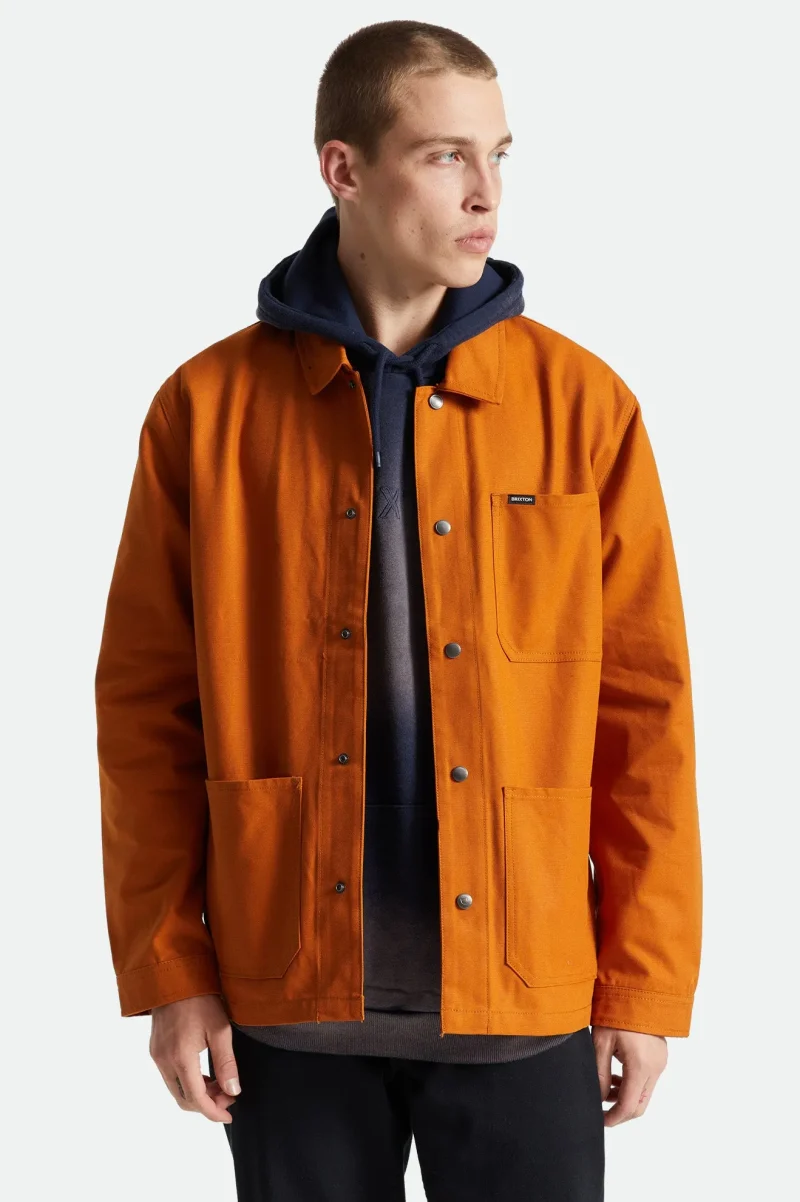 waxed chore jacket caramel coated