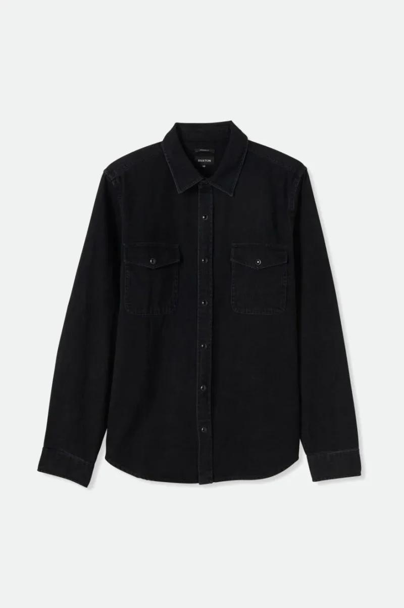 wayne long sleeve stretch shirt washed black