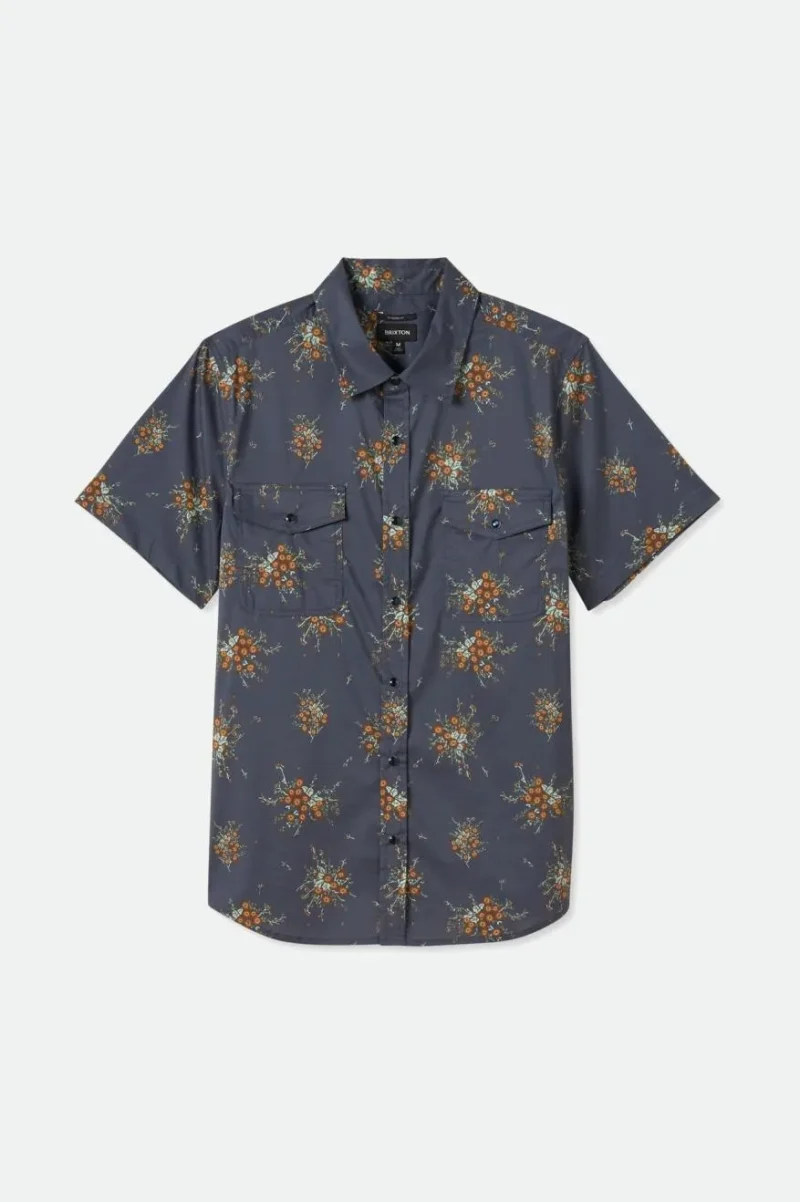 wayne ombre blue wild floral stretch shirt