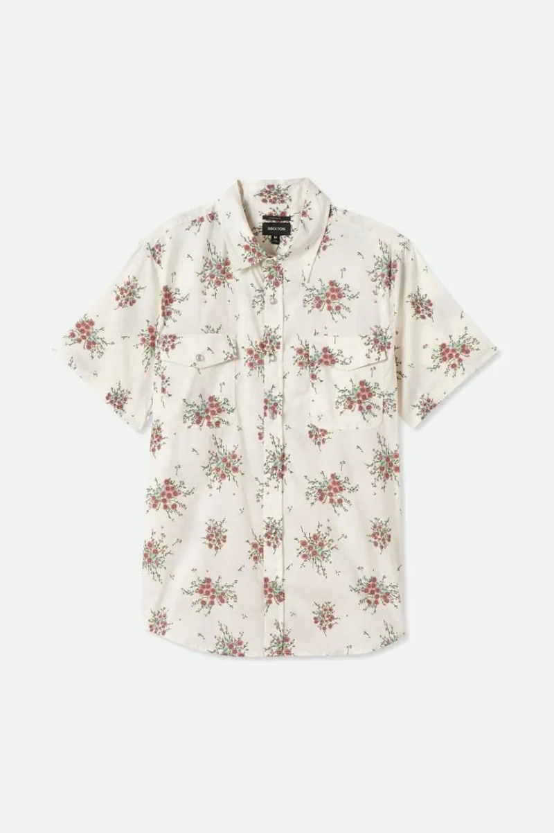 wayne stretch off white floral woven shirt