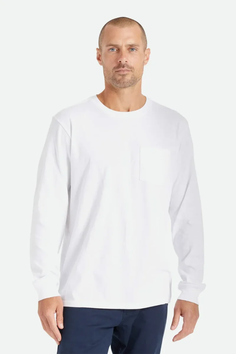 white long sleeve pocket tee basic