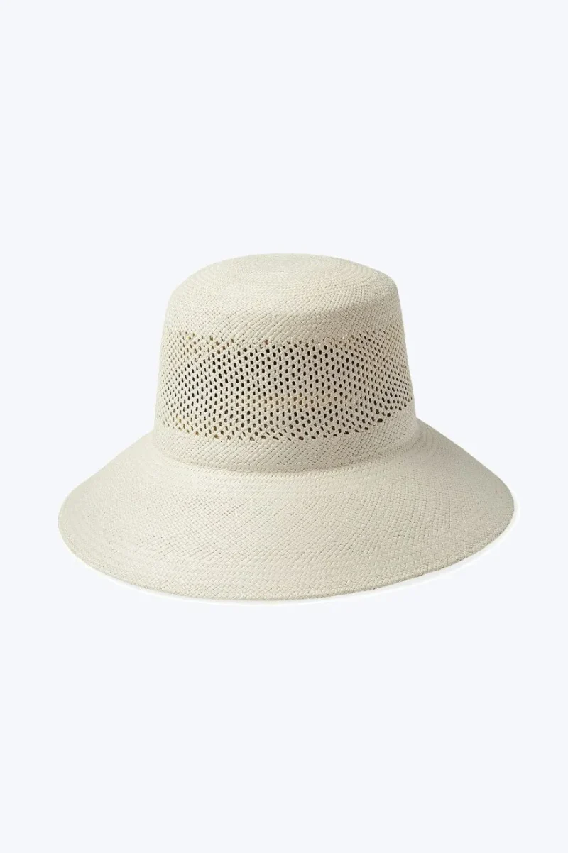 white panama straw bucket hat by lopez