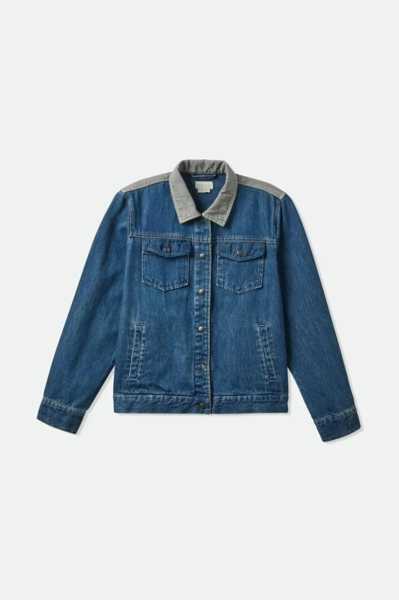 women s two tone indigo embroidered jacket