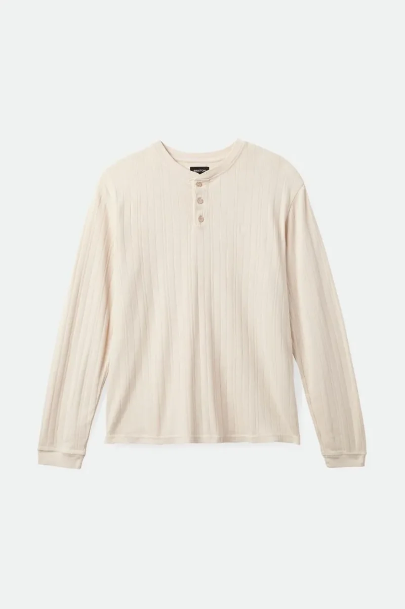 wren ribbed long sleeve henley shirt beige