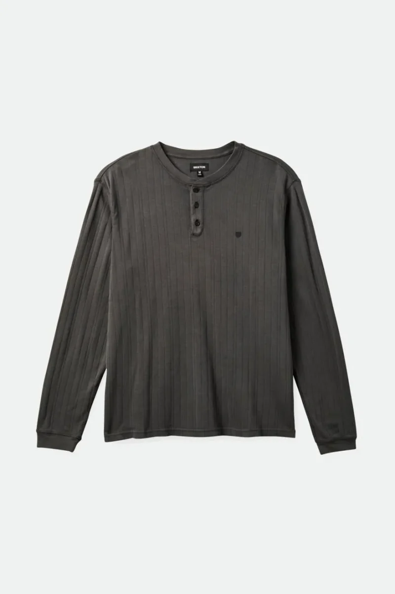 wren ribbed long sleeve henley washed black